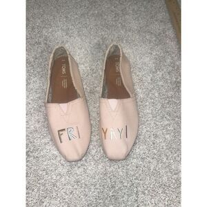 Toms FRIYAY Pink‎ Canvas Embroidered Womens Shoes Sz 8
